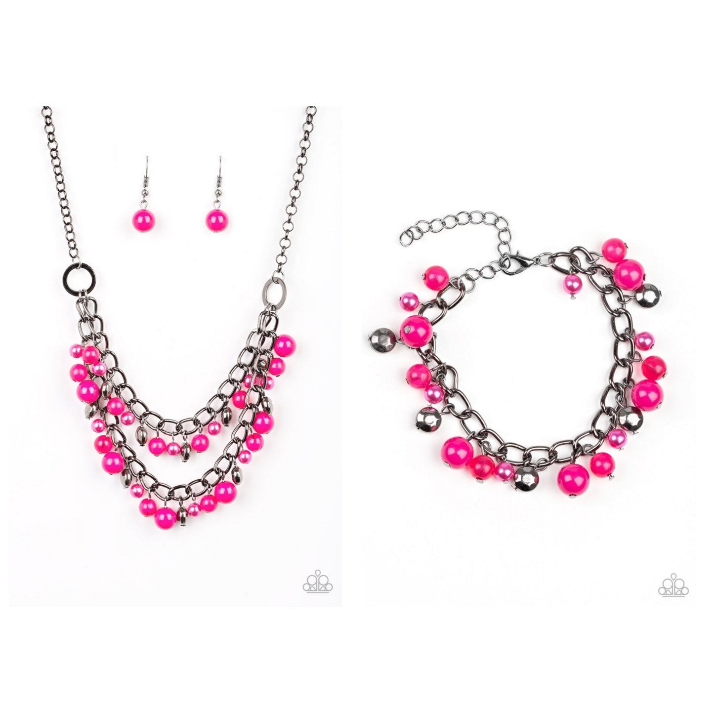 Set:  Watch Me Now (Necklace) and Hold My Drink (Bracelet) - Pink