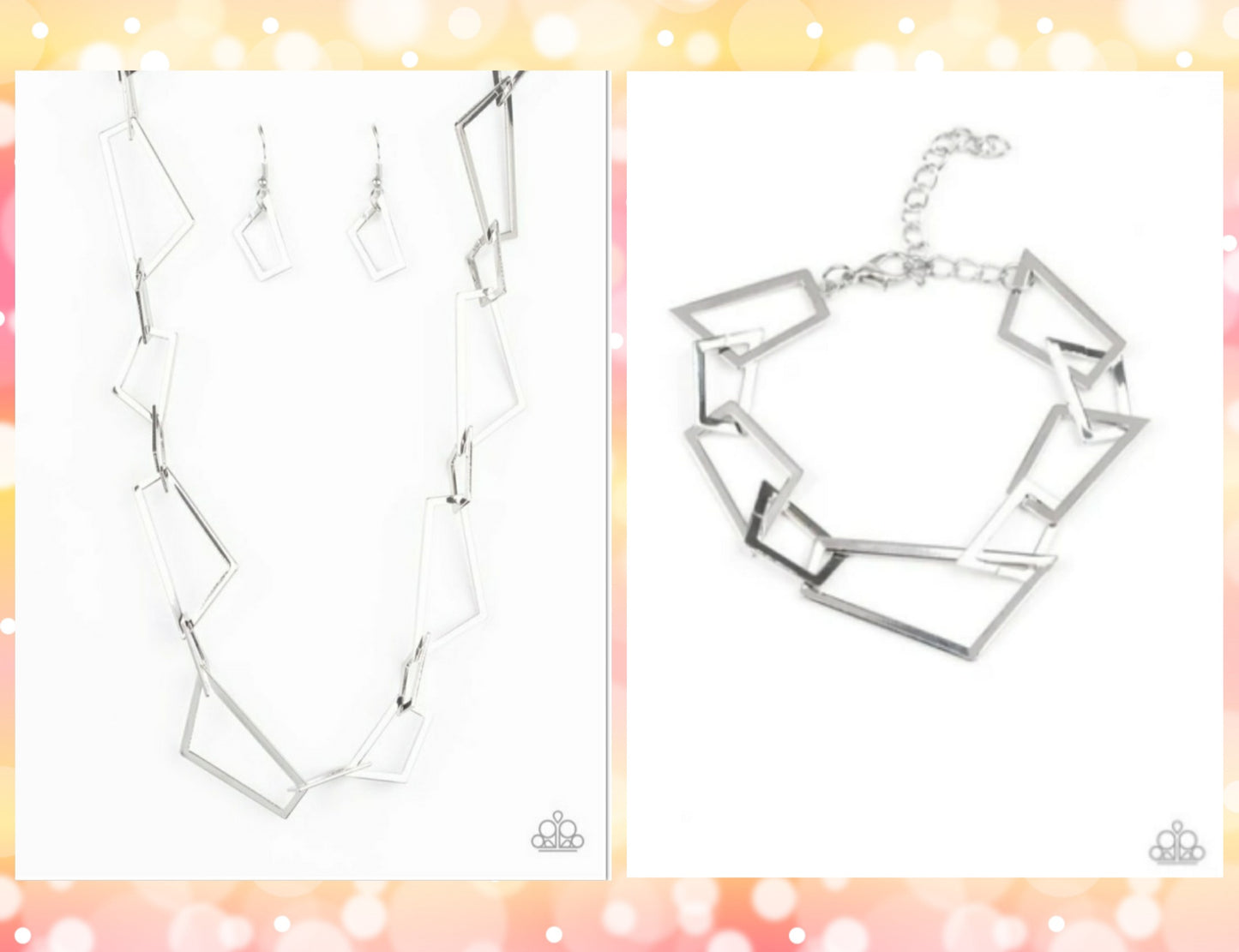 SET: Shattering Records - Silver (Necklace) & Shattered Shine - Silver (Bracelet)    [EACH PIECE SOLD SEPARATELY]