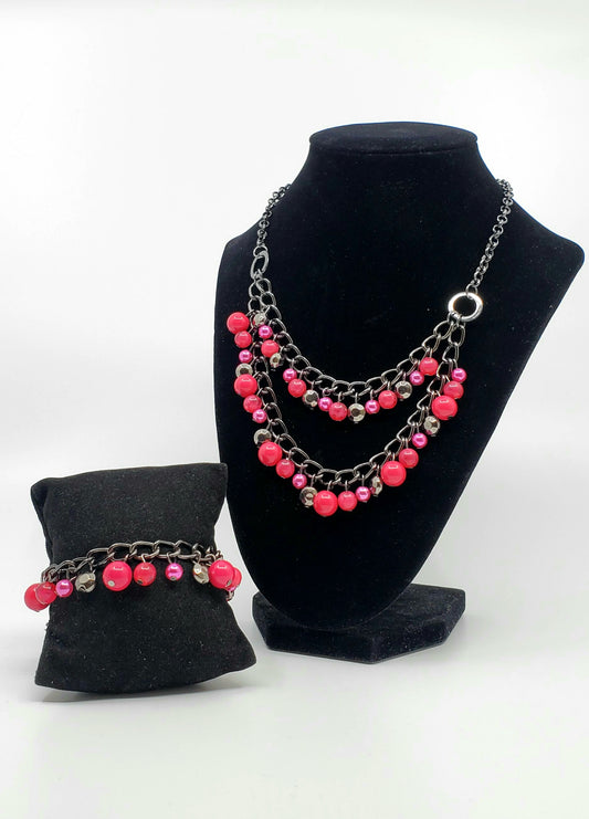 Set:  Watch Me Now (Necklace) and Hold My Drink (Bracelet) - Pink