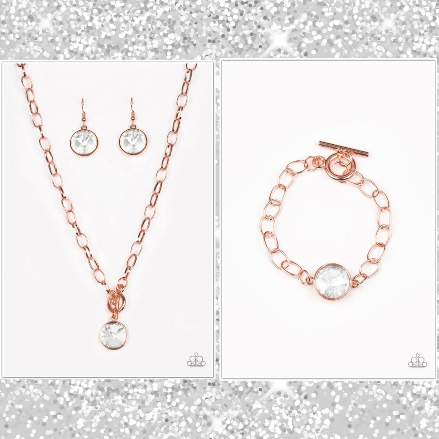 SET:  She Sparkles On (Necklace) & All Aglitter (Bracelet) - Copper