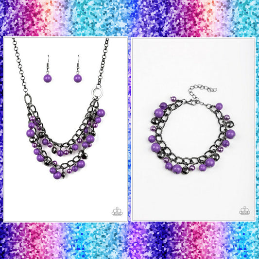 SET: Watch Me Now (Necklace) & Hold My Drink (Bracelet) - Purple