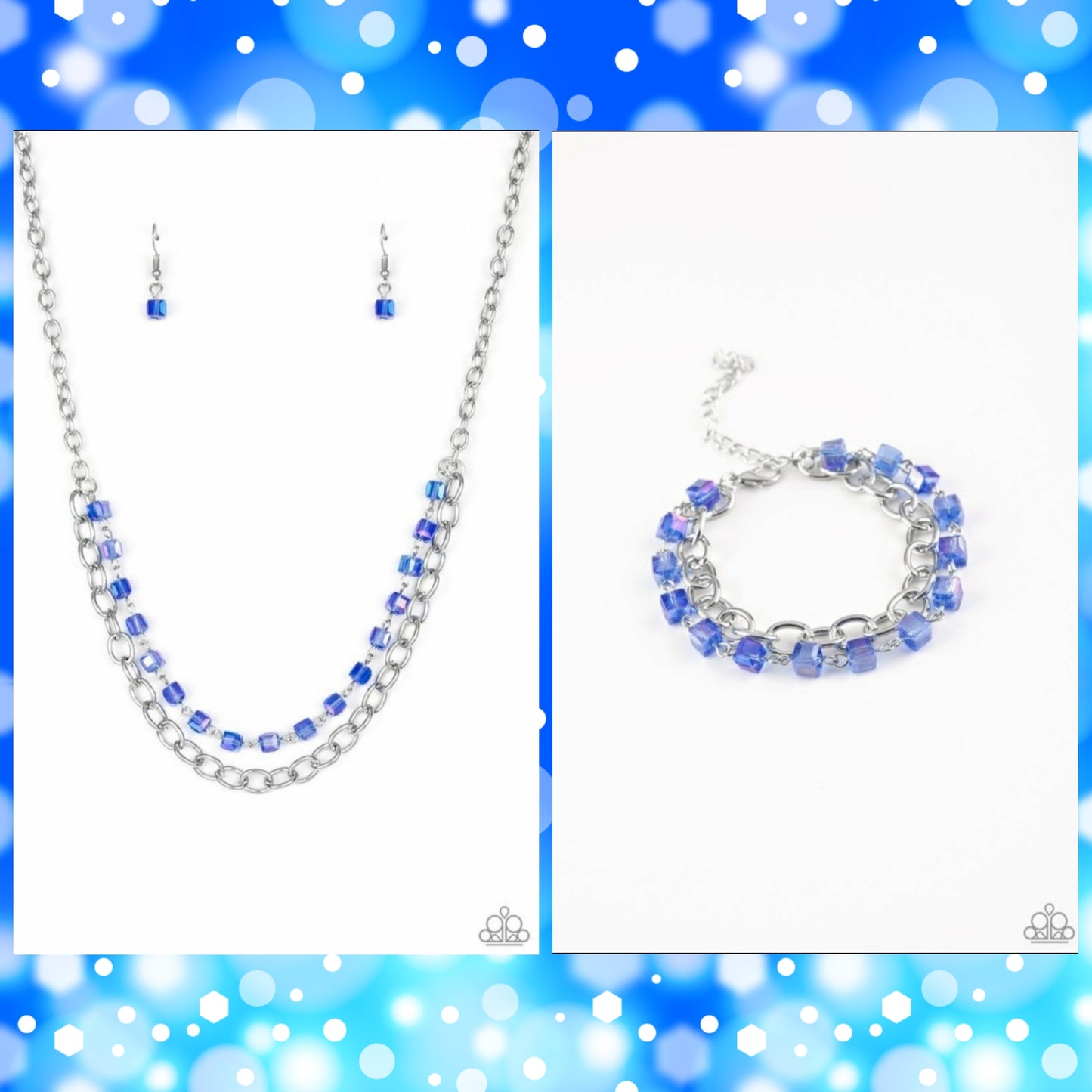 SET:  Block Party Princess (necklace) and Life Of The Block Party (bracelet) - Blue