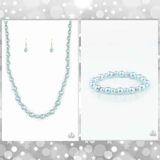 SET:  Pearl Heirloom (Necklace) and Powder and Pearls (bracelet) - Blue