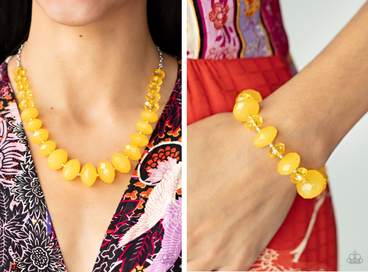 CREATE A SET:  Happy-GLOW-Lucky - Yellow (Necklace) and Keep GLOWING Forward - Yellow (bracelet) -- EACH PIECE IS SOLD SEPARATELY