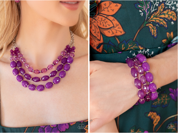 CREATE A SET: Tropical Hideaway - Purple (necklace) and High Tide Hammock - Purple (bracelet) -- EACH SOLD SEPARATELY