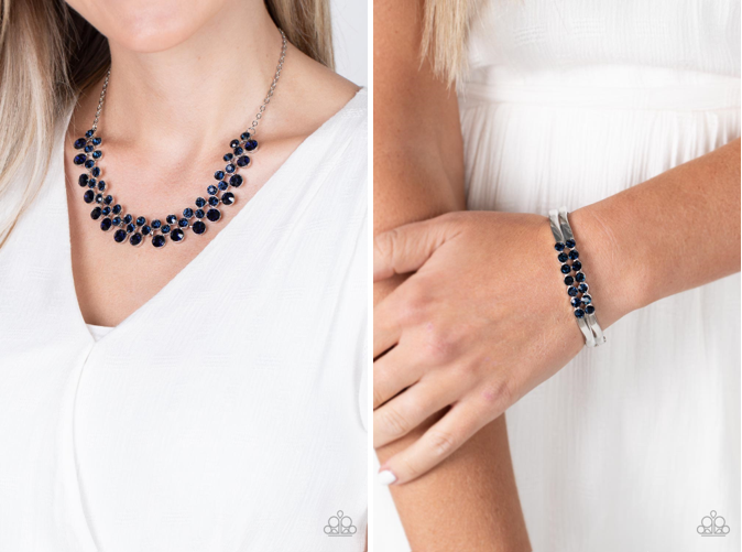 CREATE A SET:   Won The Lottery - Blue (necklace) and Doubled Down Dazzle - Blue (bracelet) - EACH PIECE SOLD SEPARATELY