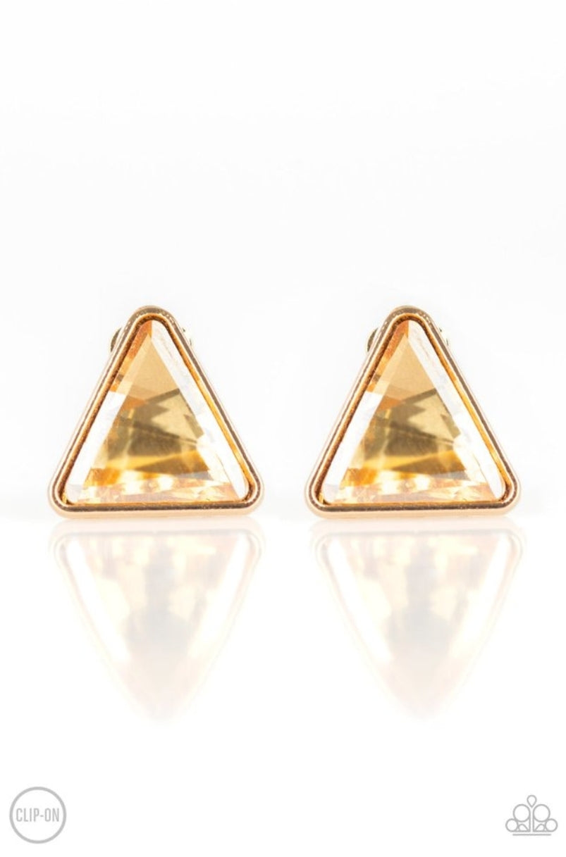 Timeless In Triangles - Gold Clip-On