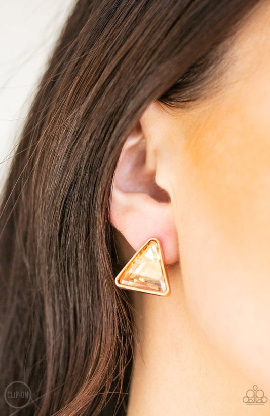 Timeless In Triangles - Gold Clip-On