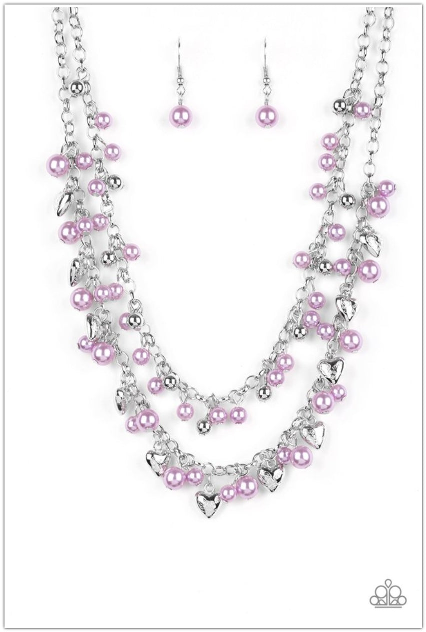 SET:  Kindhearted Heart (Necklace) and One Of A Kind-HEARTED (bracelet) - Purple