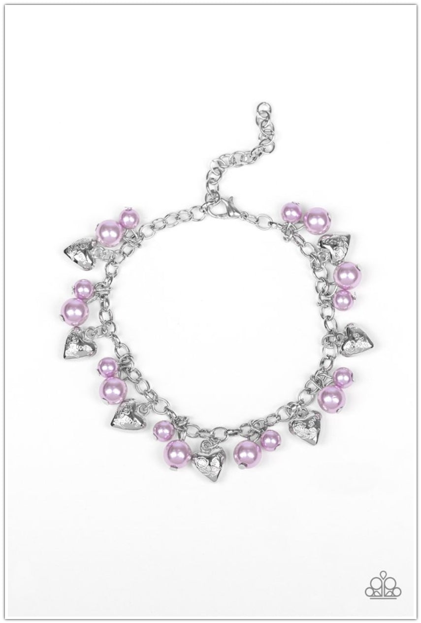 SET:  Kindhearted Heart (Necklace) and One Of A Kind-HEARTED (bracelet) - Purple