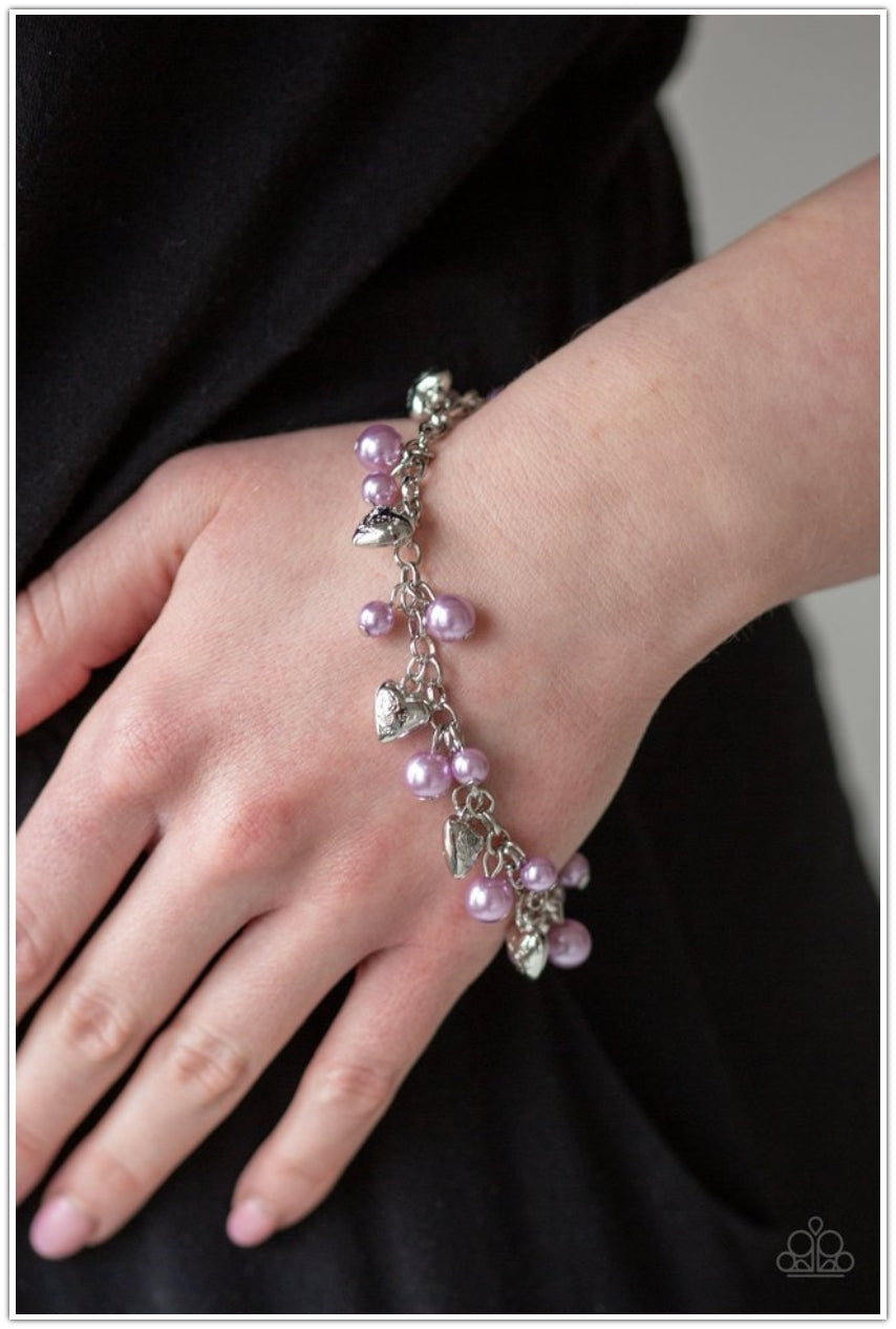 SET:  Kindhearted Heart (Necklace) and One Of A Kind-HEARTED (bracelet) - Purple