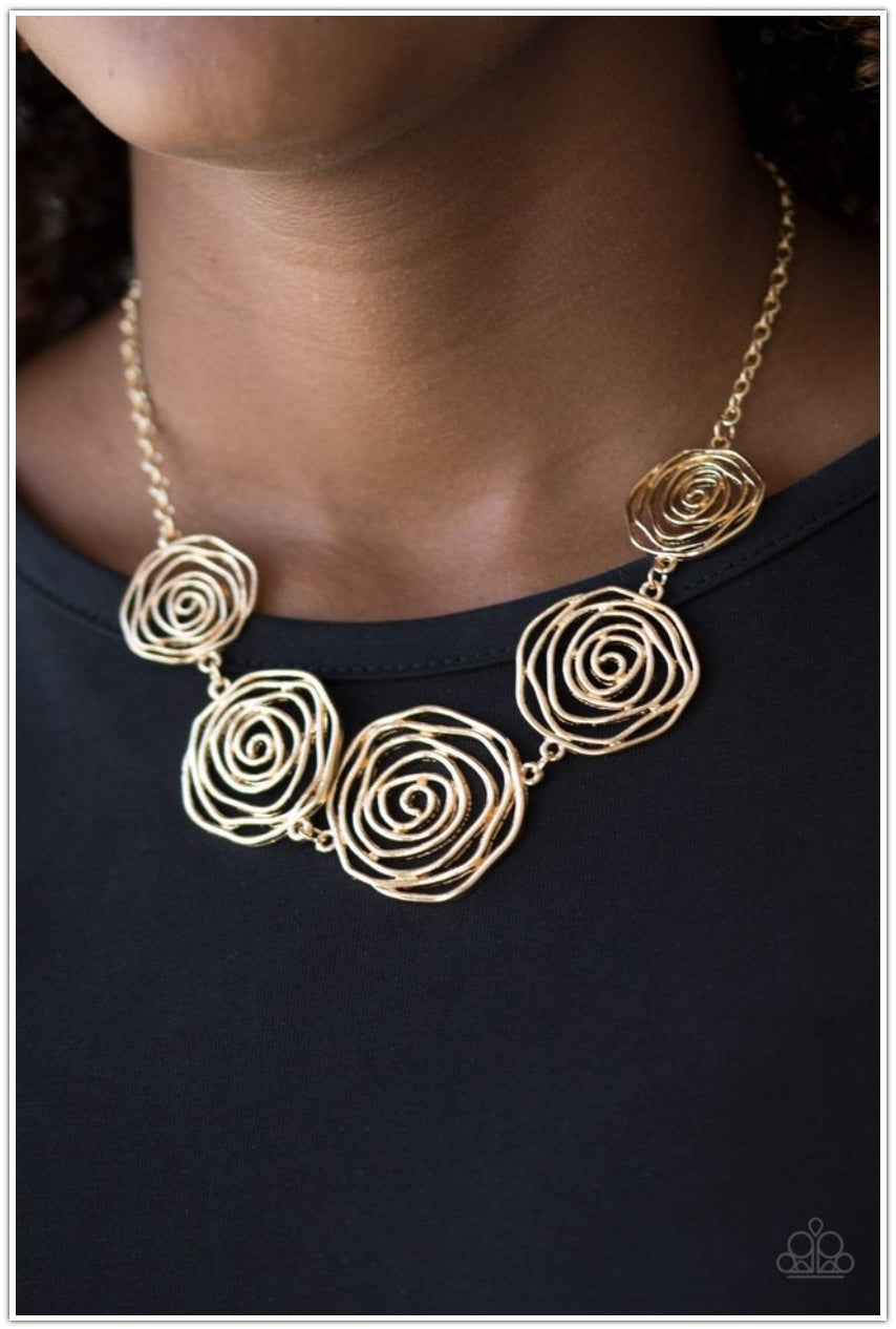 SET:  Rosy Rosette (Necklace) and Beat Around The ROSEBUSH
(Bracelet) - Gold