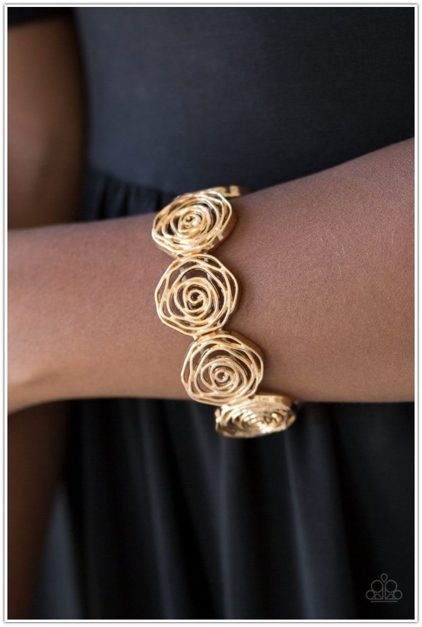 SET:  Rosy Rosette (Necklace) and Beat Around The ROSEBUSH
(Bracelet) - Gold