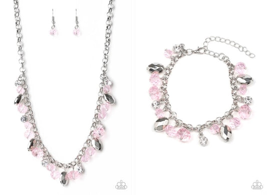 SET:  Downstage Dazzle (necklace) and Dazing Dazzle (bracelet) - Pink  [EACH PIECE SOLD SEPARATELY]