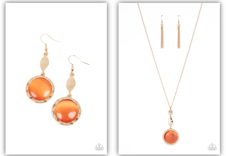 SET: Magically Magnificent - Orange (Earrings) and Magic Carpet Cruise - Orange (Necklace)  -  [EACH PIECE IS SOLD SEPARATELY]