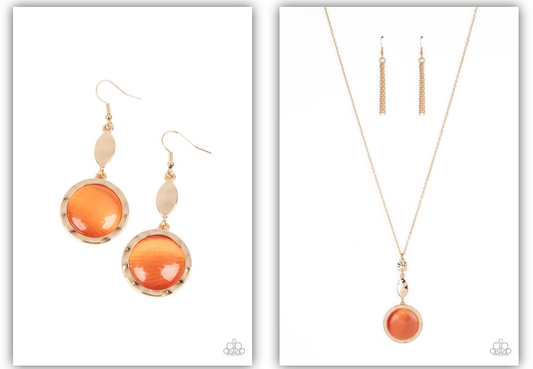 SET: Magically Magnificent - Orange (Earrings) and Magic Carpet Cruise - Orange (Necklace)  -  [EACH PIECE IS SOLD SEPARATELY]