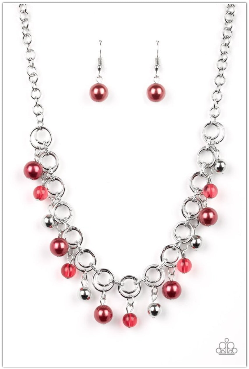 TWO PIECE SET: Fiercely Fancy (Necklace)  & Fancy Fascination (Bracelet) - Red