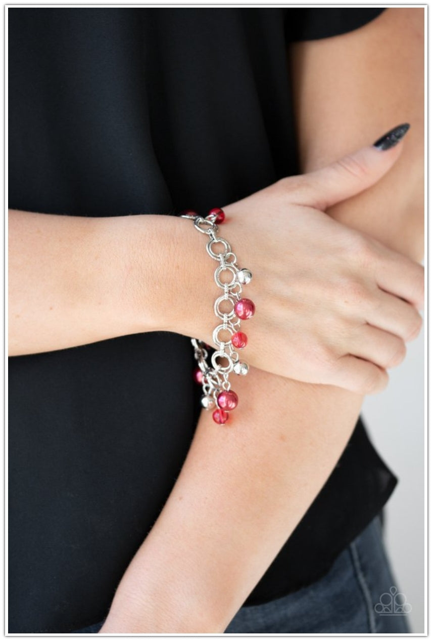 TWO PIECE SET: Fiercely Fancy (Necklace)  & Fancy Fascination (Bracelet) - Red